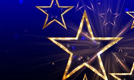 Gold stars on a purple background