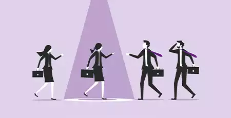 An illustration of 4 people in business attire