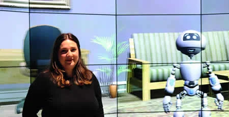 Laura Pemberton using the Data Visualisation Observatory at AMBS