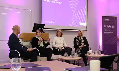 An event facilitated by The Business Desk editor, Michael Taylor and hosted by Academic Director of Executive Education, Bryan Lukas, with panellists including Booking.com’s Lisa Shaftesley, Jo Ahmed, Partner and Leader of the Global Employer Services practice, Deloitte, and Dr Courtney Owens, Lecturer in Leadership and Organisational Psychology at AMBS.