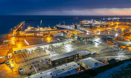 An aerial shot of Dover harbour