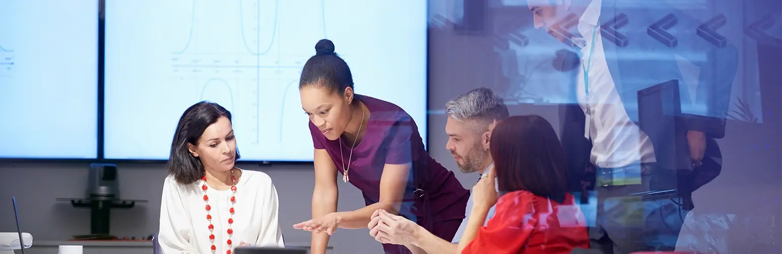 Woman leading meeting